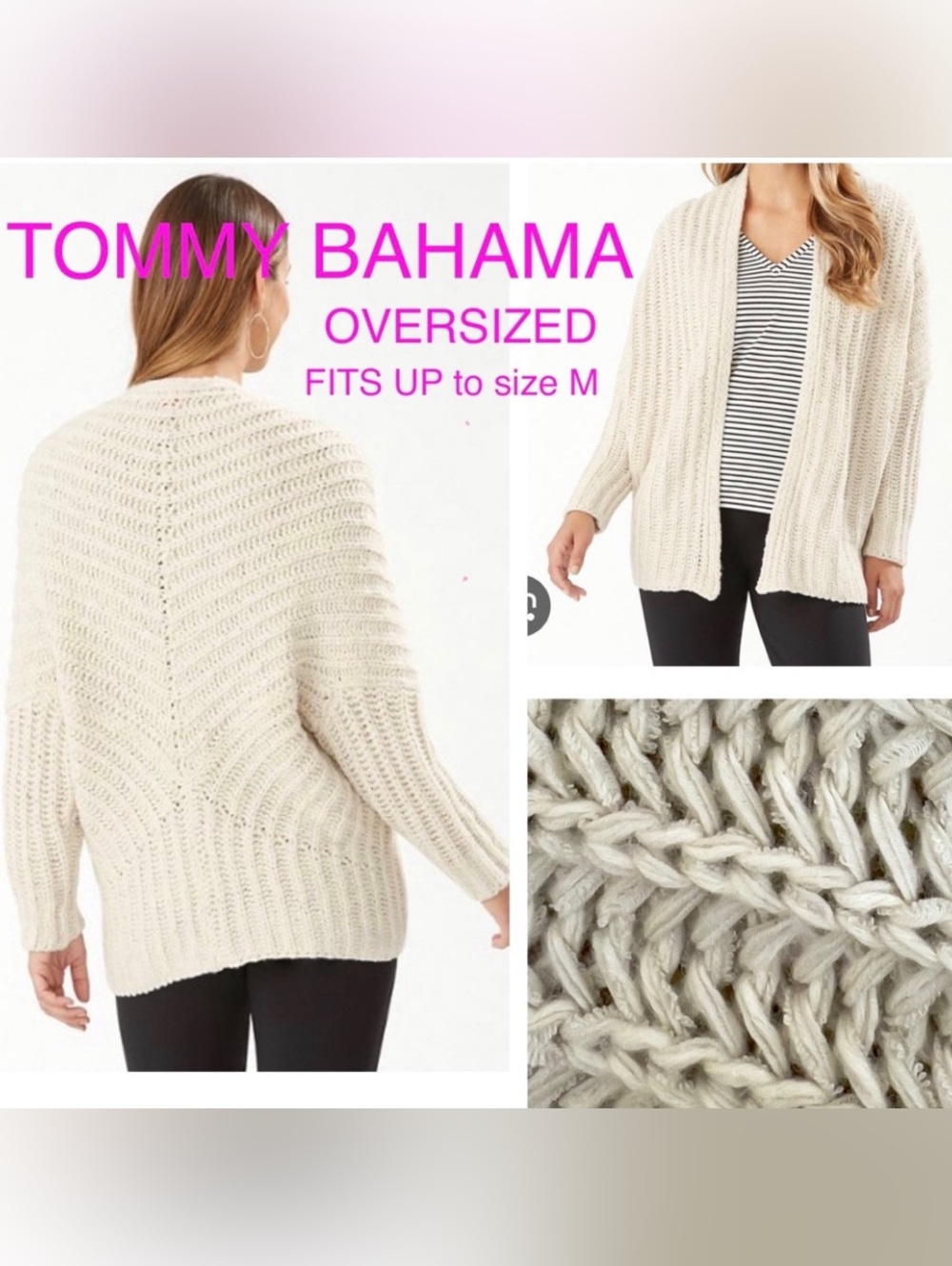TOMMY BAHAMA OVERSIZE Indigo Ink Cozy Cardigan TB size XXS-XS fits UP to M